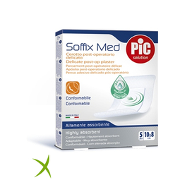 Pic Soffix Med Cerotto in Tnt con Tampone Centrale Assorbente Sterile Monouso 10x8 cm Antibatterico 5 Pezzi