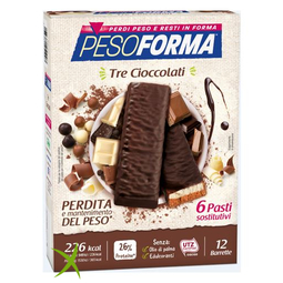 Pesoforma Barrette Tre Cioccolati 372g 12 Barrette