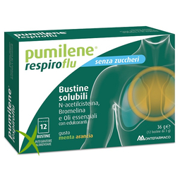 Pumilene Respiroflu Senza Zucchero 12 Bustine Gusto Menta Arancia 36g