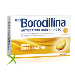 Neoborocillina Antisettico 6,4mg + 52mg 16 Pastiglie Gusto Limone