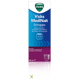 Vicks  MediNait Sciroppo Contro I Sintomi Di Influenza Raffreddore Febbre E Tosse 180ml