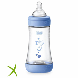 Chicco Biberon Perfect 5 Azzurro 240ml 2 Mesi+ Medio Silicone Boy 1 Pezzo