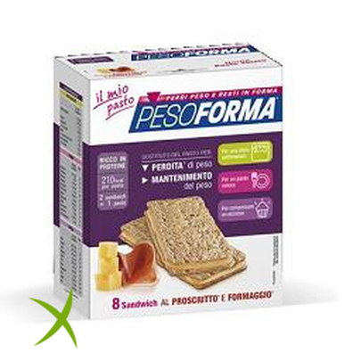 Pesoforma Sandwich Prosciutto/Formaggio 4 Pasti 8 Pezzi x 25g