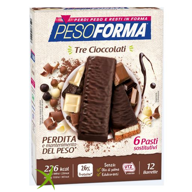 Pesoforma Barrette Tre Cioccolati 372g 12 Barrette