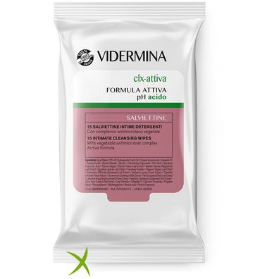 Vidermina CLX Attiva 15 Salviette Intime Detergenti