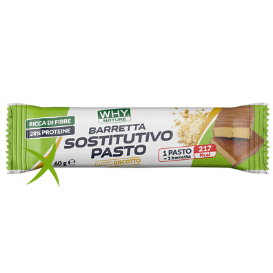 WhyNature Barretta Sostitutiva Pasto Biscotto Ricoperta Cioccolato al Latte 60 g