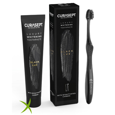 Curasept Black Luxury Whitening Dentifricio 75 ml + 1 spazzolino