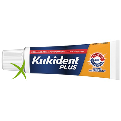 Kukident Plus Doppia Azione Tenuta Insuperabile Crema Adesiva Dentiere 65 g