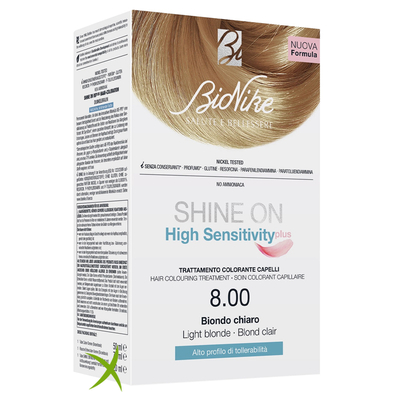 Bionike Shine On High Sensitivity Plus Biondo Chiaro 8.00 Rivelatore in Crema 75 ml + Crema Colorante 50 ml