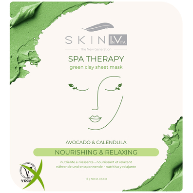 Skin IV Maschera Viso Coreana Monouso Argilla Verde Avocado e Calendula Nutriente e Rilassante 15g