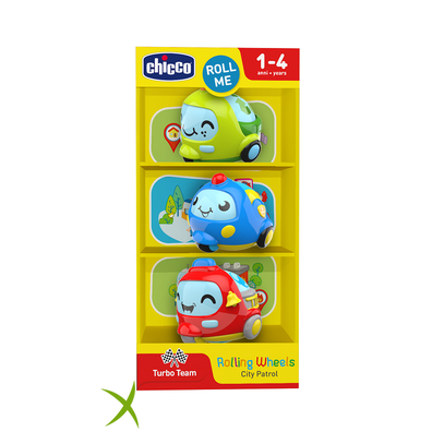 Chicco Turbo Ball City Patrol Gioco 3 Mini Veicoli Per Bambini 1-4 Anni