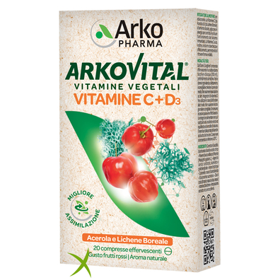 Arkovital Vitamine C+D3 Frutti Rossi 20 Compresse Effervescenti 