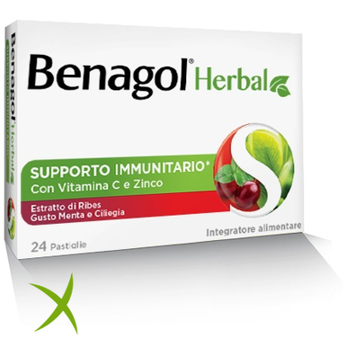 Benagol Herbal Menta e Ciliegia 24 Pastiglie