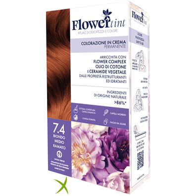 Flowertint Colorazione in Crema Permanente 7,4 Biondo Medio Dorato