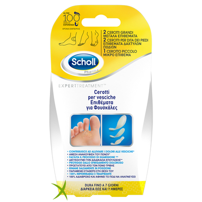 Scholl Cerotto Vesciche Misure Miste 2 Grandi + 2 Dita Piedi + 2 Piccolo 6 Pezzi