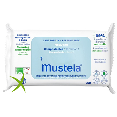 Mustela Salviette Acqua Compostabili 60 Pezzi