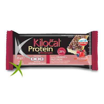 Kilocal Protein Barretta Cioccolato Bianco cocco frutti rossi 25 g