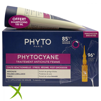 Phyto Kit Phytocyane Donna Temporanea Siero 12 Fiale 5 ml + Shampoo 100 ml