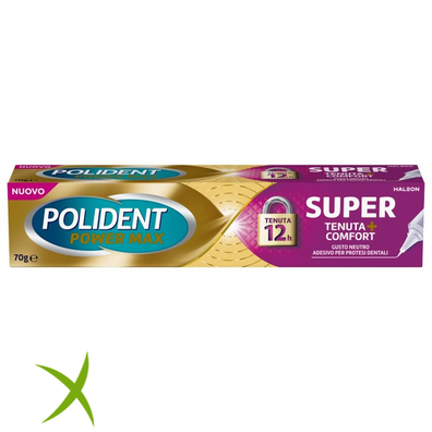 Crema Adesiva Protesi Dentali Polident Power Max Super Tenuta+Comfort 40g