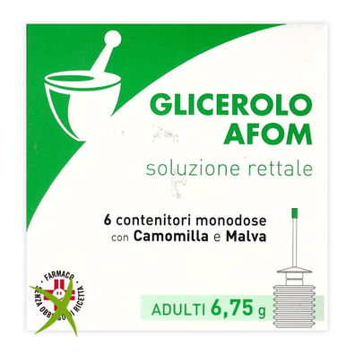Glicerolo Afom Adulti 6,75 g Soluzione Rettale 6 Contenitori Monodose con Camomilla e Malva