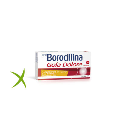 Neoborocillina Gola Dolore 8,75mg 16 Pastiglie Senza Zucchero Gusto Limone e Miele 