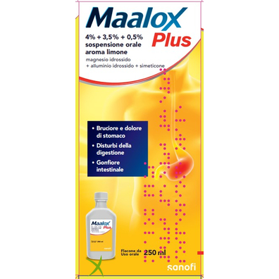 Maalox Plus 4% + 3,5% + 0,5% Sospensione Orale Aroma Menta Flacone in Pet 250 ml