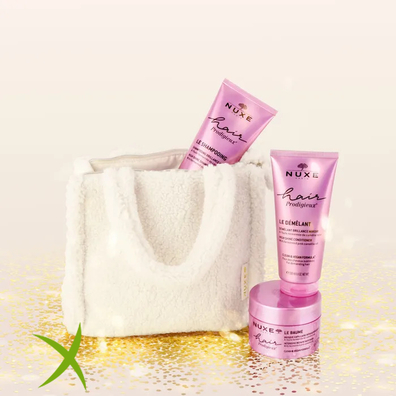 Nuxe Cofanetto Prodigieux 1 Hair Prodigieux Balm 200ml + 1 Hair Prodigieux Shampoo 200ml + 1 Hair Prodigieux Conditioner 200ml + 1 Fluffy Bag