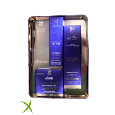 Bionike Defence My Age Kit Natale 2025 1 Crema Rinnovatrice Giorno 50 ml + 1 Siero Rinnovatore Occhi e Labbra 15 ml + 1 Peeling Rinnovatore 50 ml