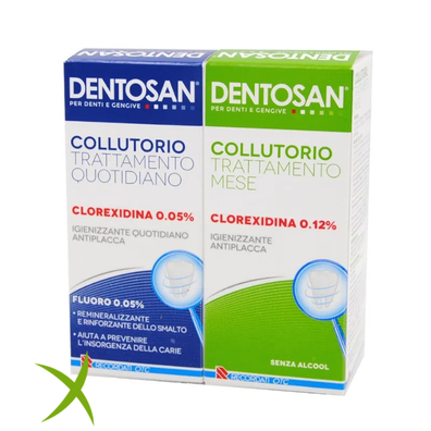 Dentosan Collutorio Bipack 0,12% Mese 200 ml + 0,05% Quotidiano 200 ml