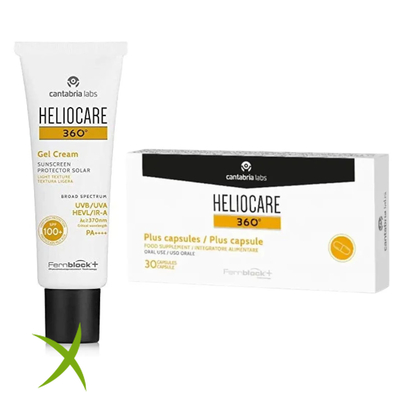 Heliocare 360 Gel Cream +100Spf 50 ml + Heliocare 360 Plus 7 Capsule Campione