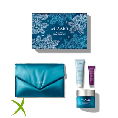 Miamo Cozy Christmas - Cofanetto Daily Longevity Cell-Care Cream Crema Viso 50ml + Vitamin Complex Milk Cleanser Detergente 50ml+ Anti-Glycoxidant Masque Maschera 10ml