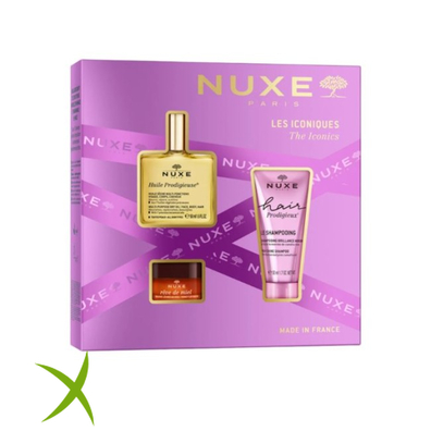 Nuxe Cofanetto 2025 1 Huile Prodigieuse 50ml + 1 Hair Prodigieux 50ml + 1 Reve de Miele Honey Lip Balm 15g